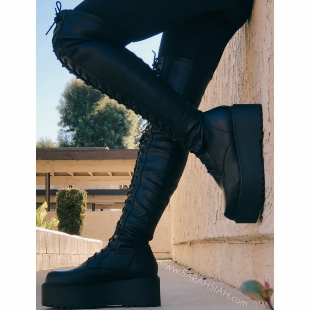 Size 7 over the knee combat boots